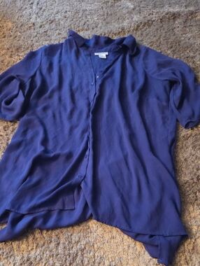 Avenue Deep Blue Short-Sleeve Button-Down Shirt